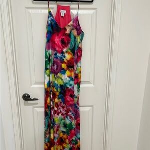 Vibrant Multicolor Nicole Miller Maxi Dress L